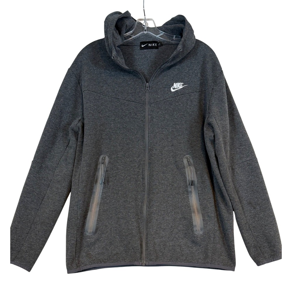 Nike Tech Fleece Full Zip Hoodie Mens Large Charcoal Grey Heathered Zip Jacket